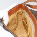 CELINE Macadam Canvas Shoulder Bag PVC Leather Brown Gold Auth BA12236-21