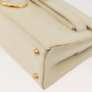 Gianni Versace Hand Bag Leather 2way White Gold Auth BA12237A-16