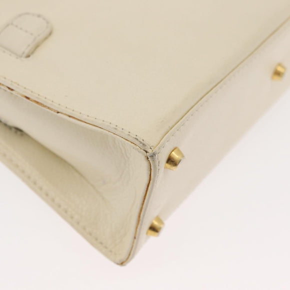 Gianni Versace Hand Bag Leather 2way White Gold Auth BA12237A