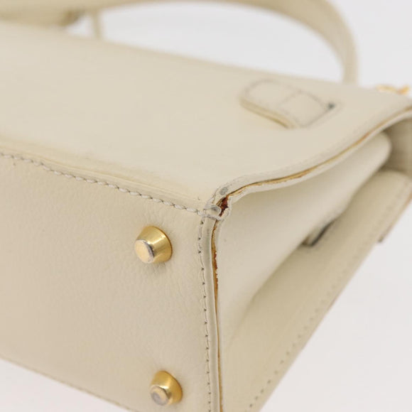 Gianni Versace Hand Bag Leather 2way White Gold Auth BA12237A