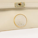 Gianni Versace Hand Bag Leather 2way White Gold Auth BA12237A-19