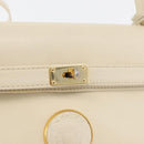 Gianni Versace Hand Bag Leather 2way White Gold Auth BA12237A-20