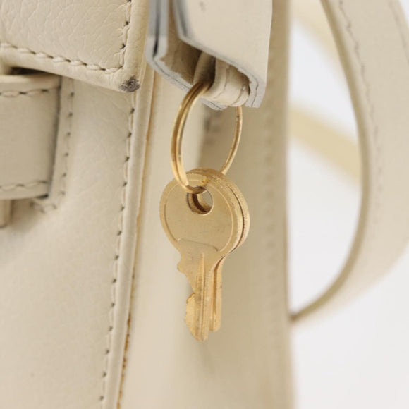 Gianni Versace Hand Bag Leather 2way White Gold Auth BA12237A