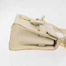 Gianni Versace Hand Bag Leather 2way White Gold Auth BA12237A-3