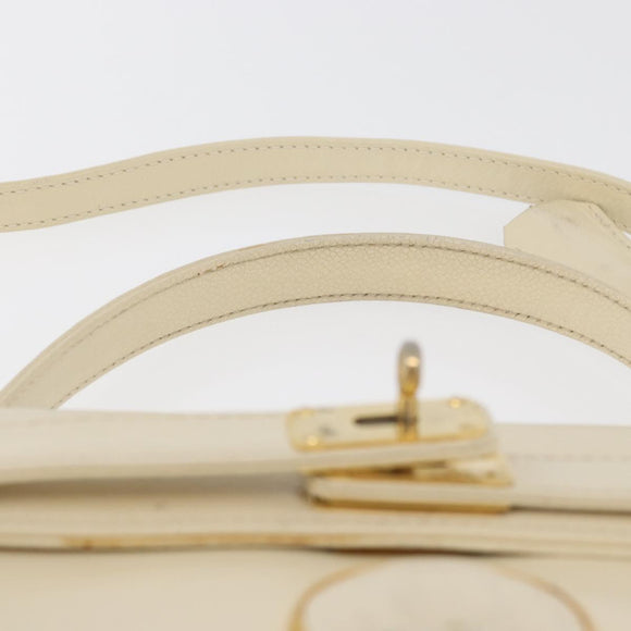 Gianni Versace Hand Bag Leather 2way White Gold Auth BA12237A