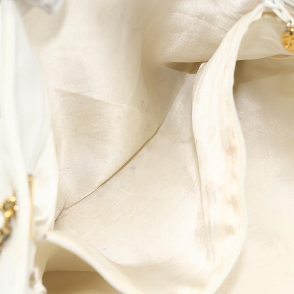 CHANEL Schultertasche Chain Tote Caviar Leder Weiß Gold CC Authentisch BA12243