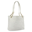 CHANEL Schultertasche Chain Tote Caviar Leder Weiß Gold CC Authentisch BA12243-1