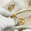 CHANEL Schultertasche Chain Tote Caviar Leder Weiß Gold CC Authentisch BA12243-12