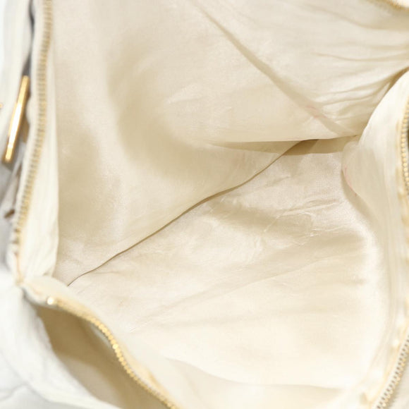 CHANEL Schultertasche Chain Tote Caviar Leder Weiß Gold CC Authentisch BA12243