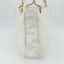 CHANEL Schultertasche Chain Tote Caviar Leder Weiß Gold CC Authentisch BA12243-3