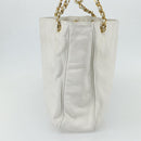 CHANEL Schultertasche Chain Tote Caviar Leder Weiß Gold CC Authentisch BA12243-4