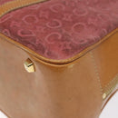 CELINE C Macadam Canvas Hand Bag Suede Pink Gold Auth BA1225-9