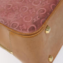CELINE C Macadam Canvas Hand Bag Suede Pink Gold Auth BA1225-16