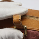 CELINE C Macadam Canvas Hand Bag Suede Pink Gold Auth BA1225-10