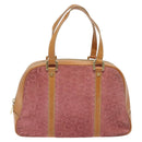 CELINE C Macadam Canvas Hand Bag Suede Pink Gold Auth BA1225-13