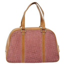CELINE C Macadam Canvas Hand Bag Suede Pink Gold Auth BA1225-2