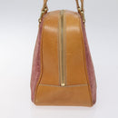 CELINE C Macadam Canvas Hand Bag Suede Pink Gold Auth BA1225-4