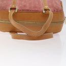 CELINE C Macadam Canvas Hand Bag Suede Pink Gold Auth BA1225-7
