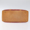 CELINE C Macadam Canvas Hand Bag Suede Pink Gold Auth BA1225-5
