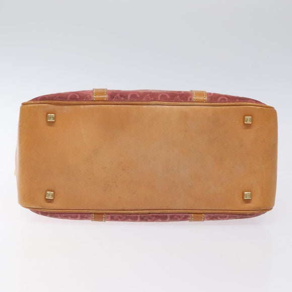 CELINE C Macadam Canvas Hand Bag Suede Pink Gold Auth BA1225
