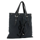 SAINT LAURENT Kahala Tote Bag Canvas Black Silver Auth BA12255-1