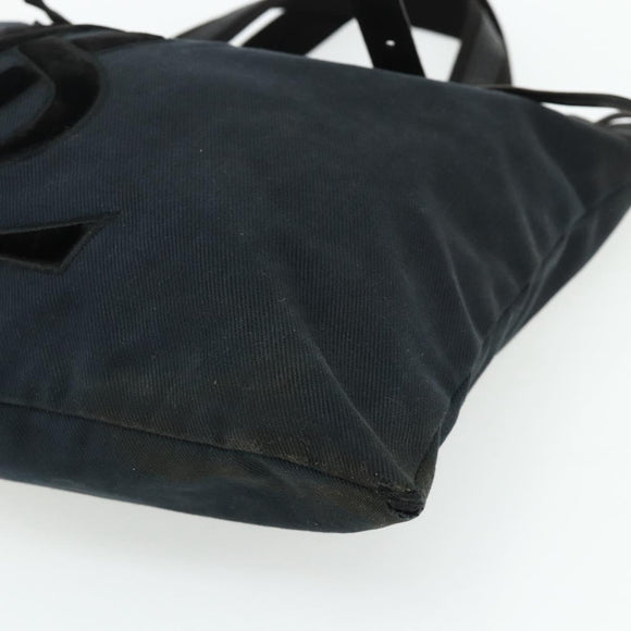 SAINT LAURENT Kahala Tote Bag Canvas Black Silver Auth BA12255