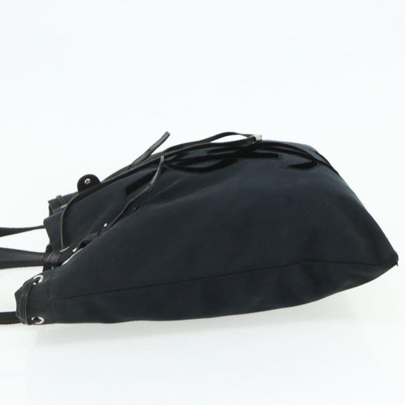SAINT LAURENT Kahala Tote Bag Canvas Black Silver Auth BA12255
