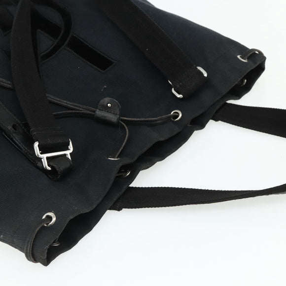 SAINT LAURENT Kahala Tote Bag Canvas Black Silver Auth BA12255