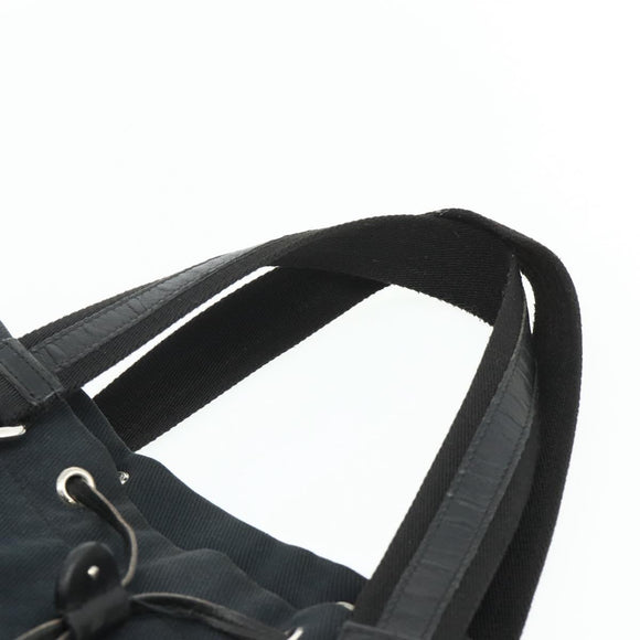 SAINT LAURENT Kahala Tote Bag Canvas Black Silver Auth BA12255