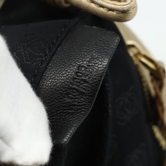 LOEWE Nappa Hand Bag Leather Gold Tone Auth BA12256