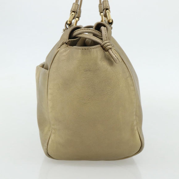 LOEWE Nappa Hand Bag Leather Gold Tone Auth BA12256