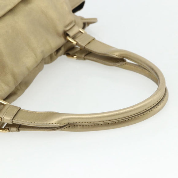 LOEWE Nappa Hand Bag Leather Gold Tone Auth BA12256
