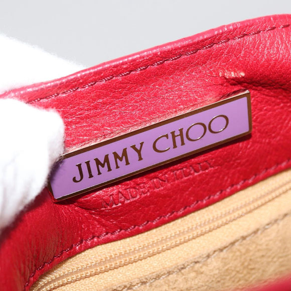 Jimmy Choo Shoulder Bag Leather Red Gold Auth BA12257A