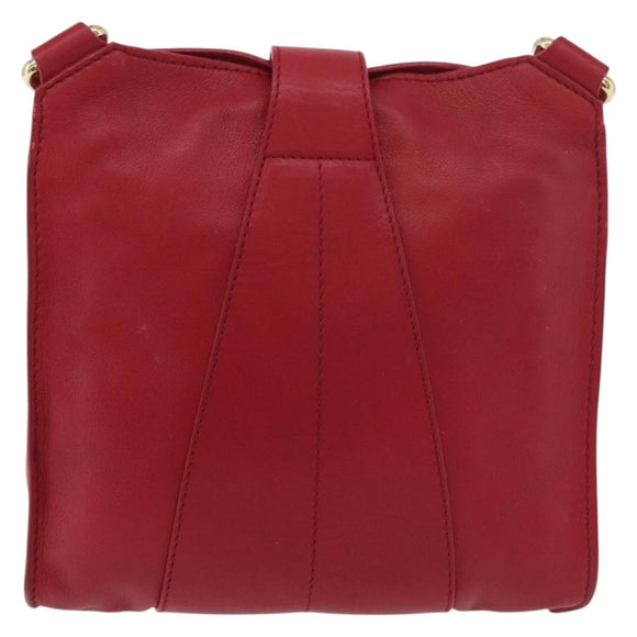 Jimmy Choo Shoulder Bag Leather Red Gold Auth BA12257A