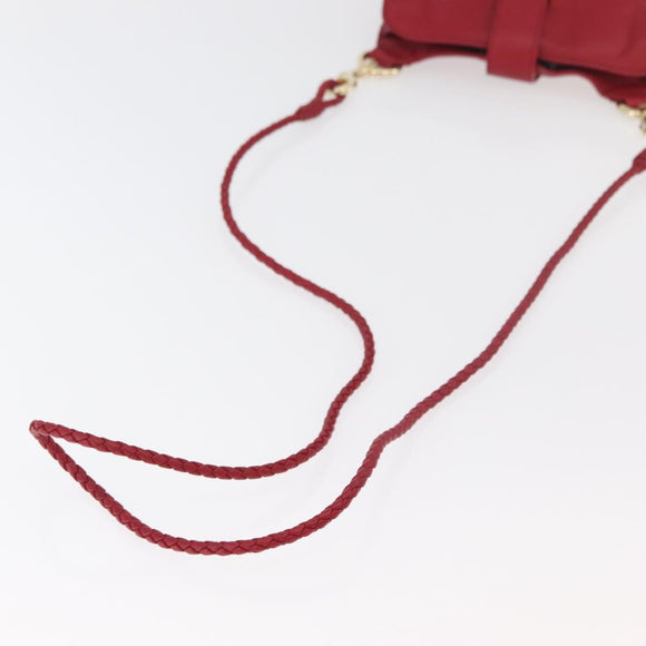 Jimmy Choo Shoulder Bag Leather Red Gold Auth BA12257A