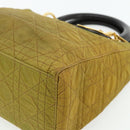 Christian Dior Canage Lady Dior Hand Bag Nylon Green Gold Auth BA12259-9
