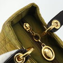 Christian Dior Canage Lady Dior Hand Bag Nylon Green Gold Auth BA12259-17