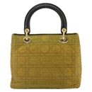 Christian Dior Canage Lady Dior Hand Bag Nylon Green Gold Auth BA12259-2