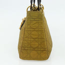 Christian Dior Canage Lady Dior Hand Bag Nylon Green Gold Auth BA12259-4
