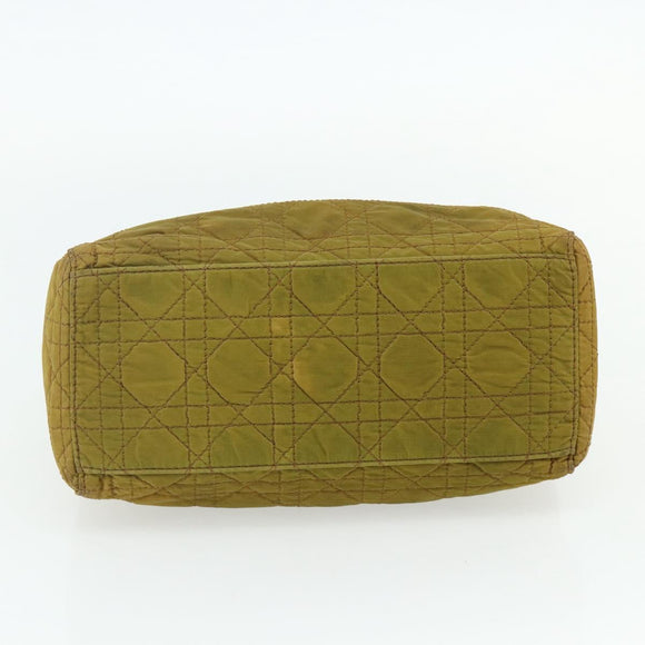 Christian Dior Canage Lady Dior Hand Bag Nylon Green Gold Auth BA12259