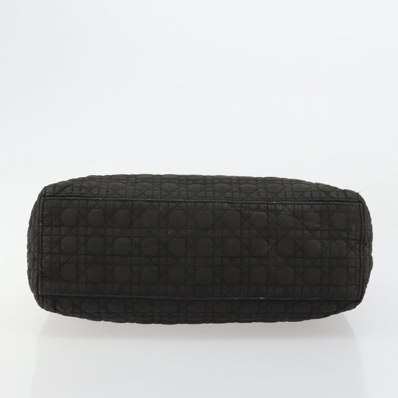 Christian Dior Canage Lady Dior Hand Bag Nylon Black Gold Auth BA12261