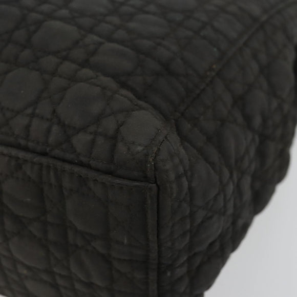 Christian Dior Canage Lady Dior Hand Bag Nylon Black Gold Auth BA12261