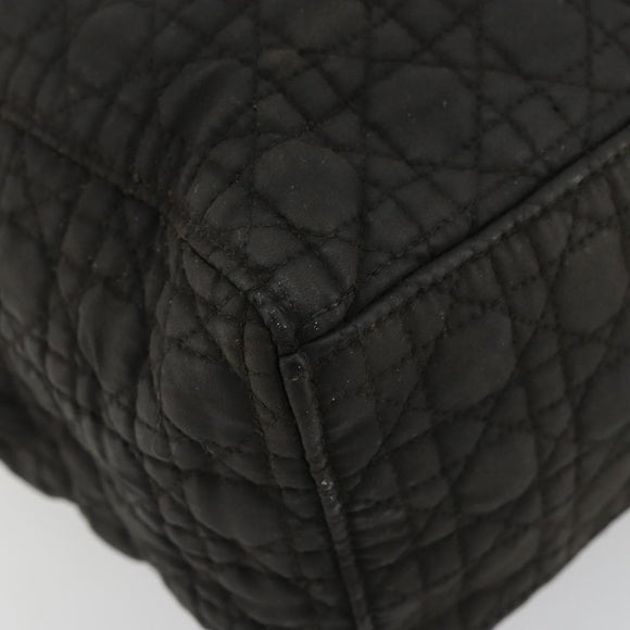 Christian Dior Canage Lady Dior Hand Bag Nylon Black Gold Auth BA12261