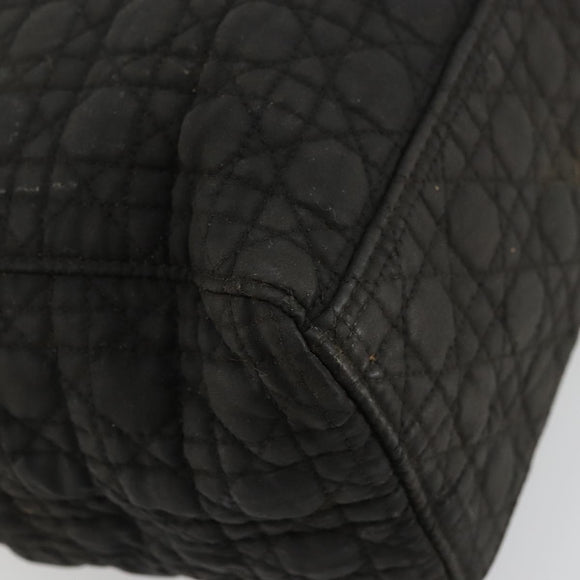 Christian Dior Canage Lady Dior Hand Bag Nylon Black Gold Auth BA12261