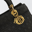 Christian Dior Canage Lady Dior Hand Bag Nylon Black Gold Auth BA12261-18