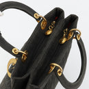 Christian Dior Canage Lady Dior Hand Bag Nylon Black Gold Auth BA12261-6