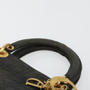 Christian Dior Canage Lady Dior Hand Bag Nylon Black Gold Auth BA12261-14