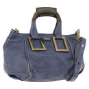 Chloe Etel Hand Bag Leather 2way Navy Gold Auth BA12262-1