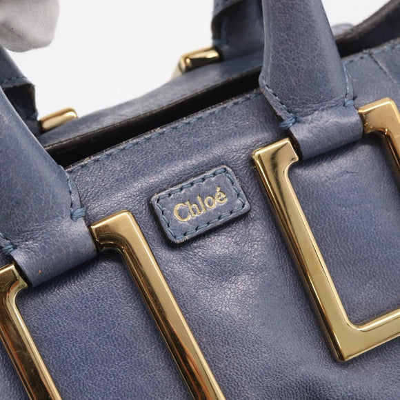 Chloe Etel Hand Bag Leather 2way Navy Gold Auth BA12262