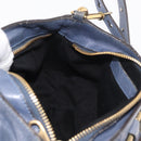 Chloe Etel Hand Bag Leather 2way Navy Gold Auth BA12262-21